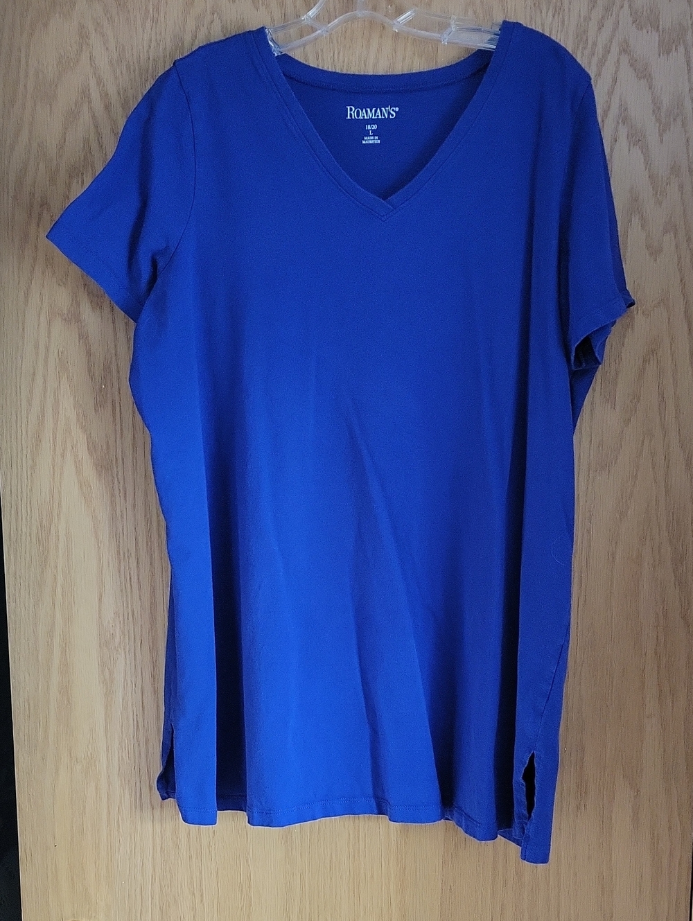 Roaman's Royal Blue V-Neck Short Sleeve Tunic Shirt